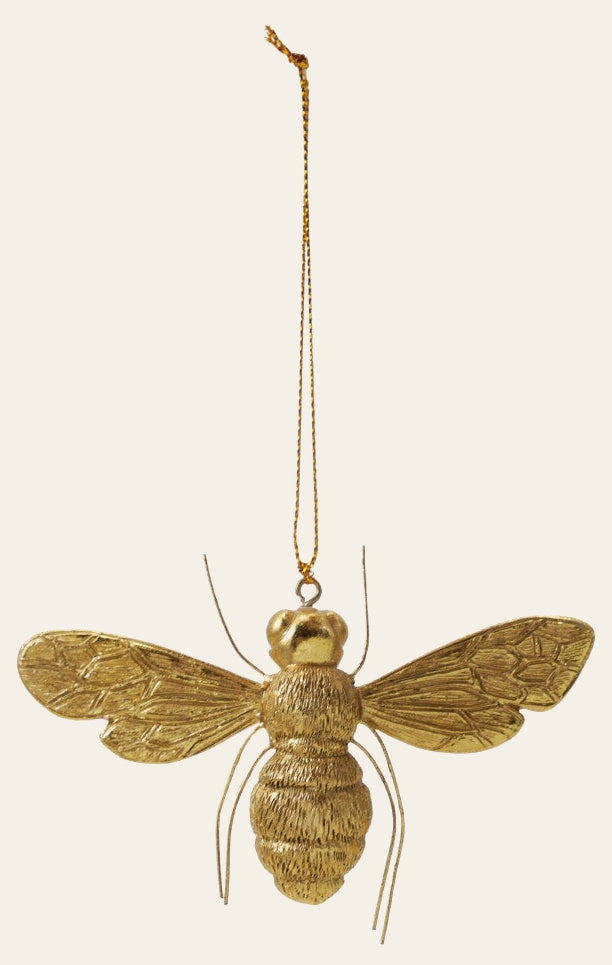 Resin Bee Ornament with Wire Legs, Gold Finish, 2-3/4"H front - seasonal decor by Creative - Whats New Furniture Portland OR