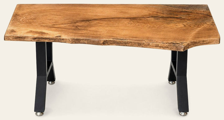Warm walnut mid-century coffee table in spalted white oak with dark figured grain - Whats New Furniture Portland OR