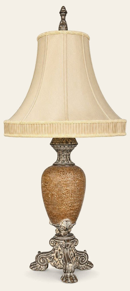 Cream ceramic mid-century table lamp with a tall sculptural base - Whats New Furniture Portland OR