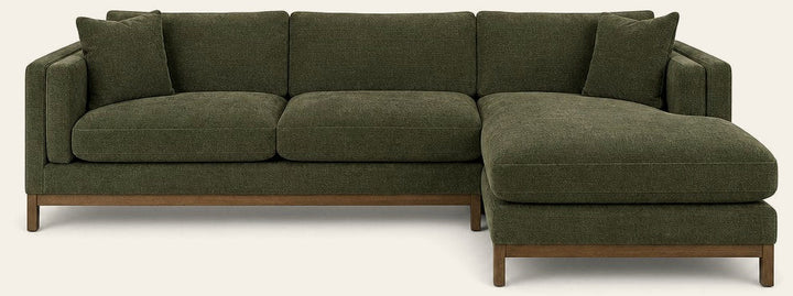 Meadows Open Chaise Sectional in Rizz Moss front view - chaise sectional by Stanton - Whats New Furniture Portland OR