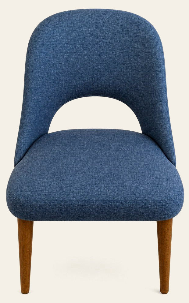 Nola Upholstered Dining Chair in Navy, front view - Whats New Furniture