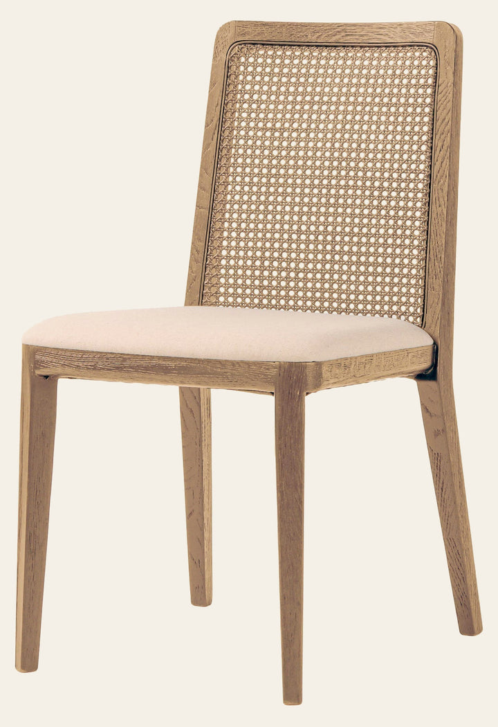 Cane Dining Chair - Oyster Linen/Natural Frame (TH) - Whats New Furniture Portland OR