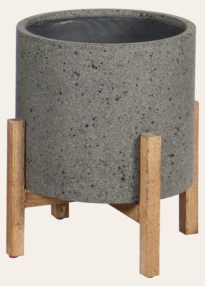 Patio Round Standing Pot - Grey Stone - Whats New Furniture Portland OR