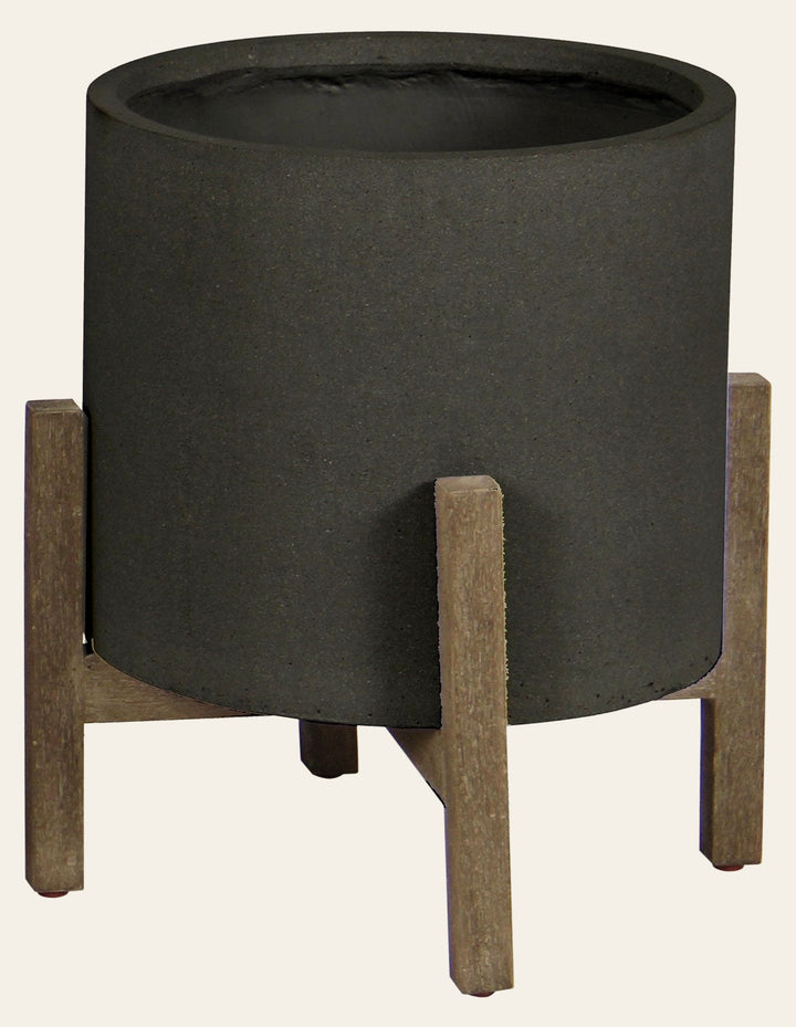 Patio Round Standing Pot Small in Black Stone - studio - LH Imports - Whats New Furniture Portland OR