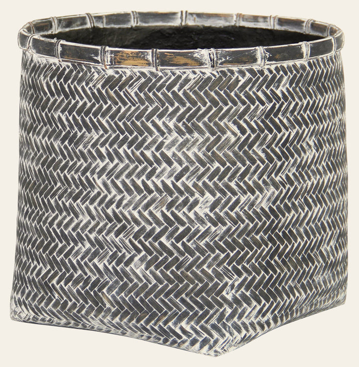 Bamboo Indoor Basket Pot - Grey Wash - Whats New Furniture Portland OR