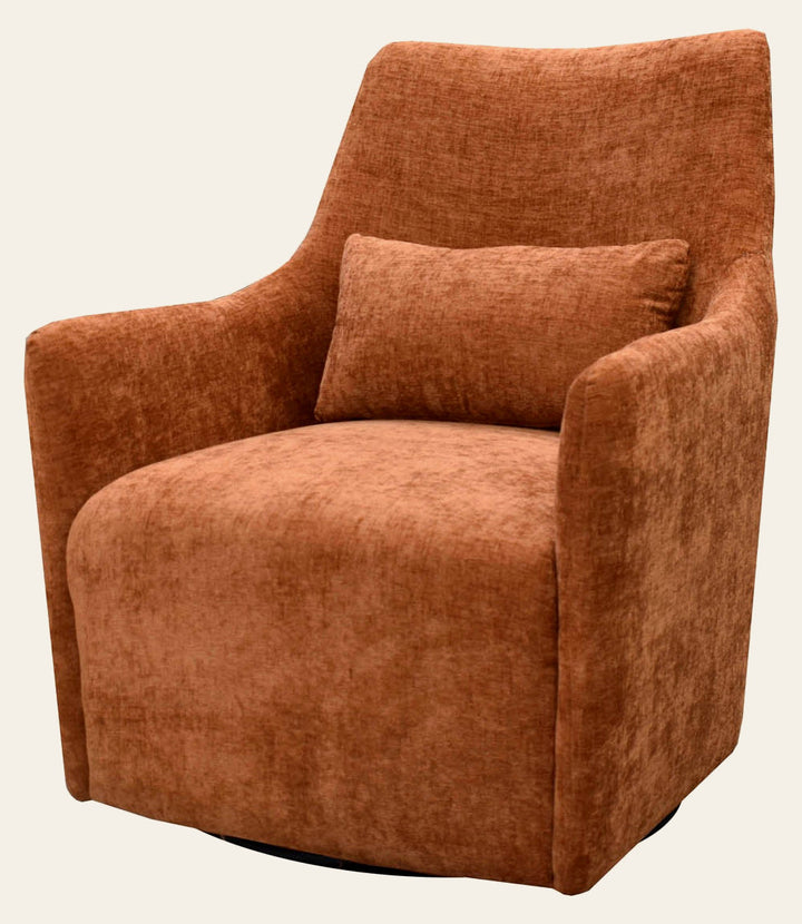 Lilith Swivel Chair - Brick Chenille - Whats New Furniture Portland OR