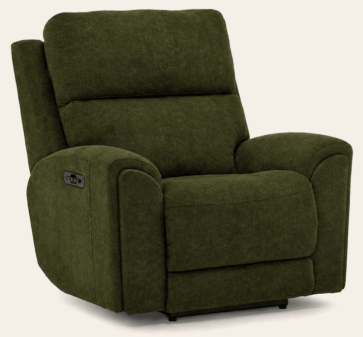 Bachelor Power Recliner Chair in Lush Spinach front view - power recliner by Stanton - Whats New Furniture Portland OR