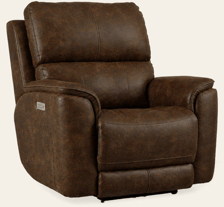 Corbett Leather Power Recliner Chair in Ingenuity Tobacco front view - leather recliner by Stanton - Whats New Furniture Portland OR