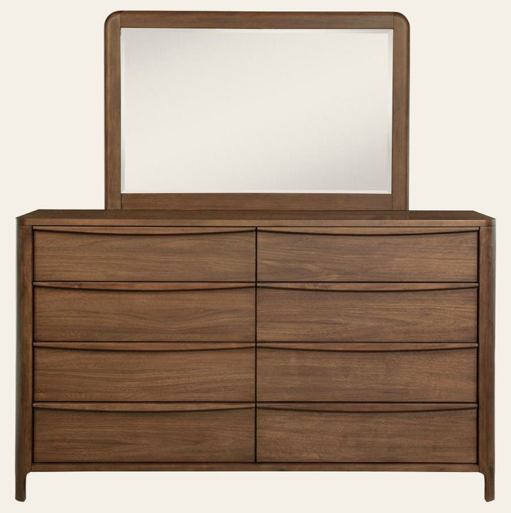 Maderia 8-drawer Dresser and Mirror Walnut - What's New Furniture - Portland, Oregon