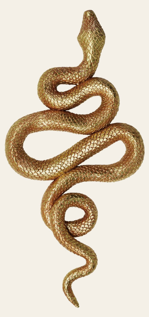 Resin Snake Wall Décor, Gold Finish front view - wall decor by Bloomingville - Whats New Furniture Portland OR