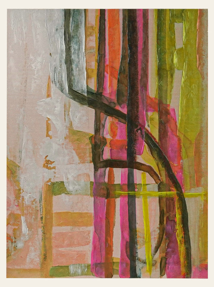 Hand-Painted Abstract Wall Art with Gold Foil Edges, 36" x 48" front view - wall art by Bloomingville - Whats New Furniture Portland OR