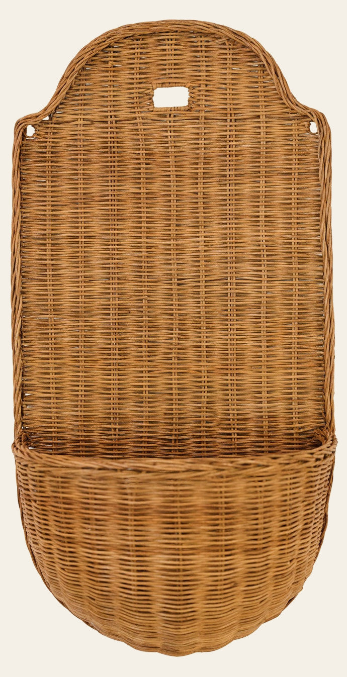 Hand-Woven Rattan Wall Basket, Natural, 34" Tall front view - wall decor by Creative Co-Op - Whats New Furniture Portland OR