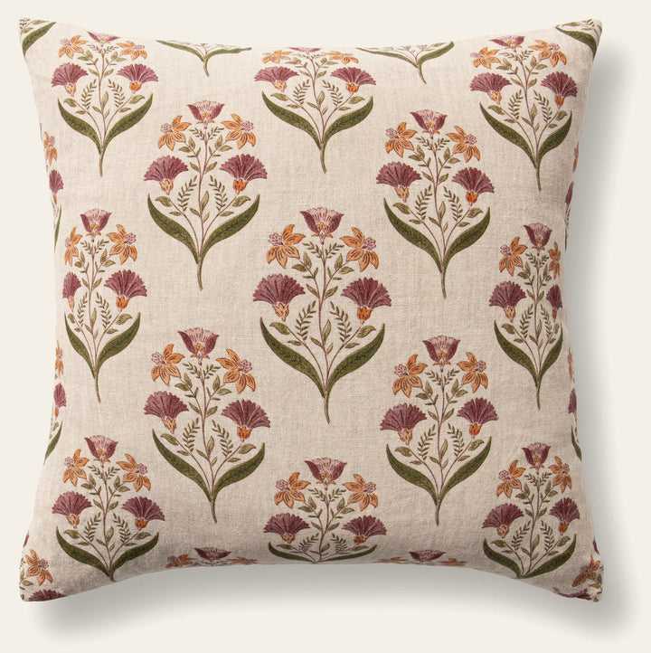 Bluffs Olive Green Floral Throw Pillow front view by Classic Home - Whats New Furniture Portland OR