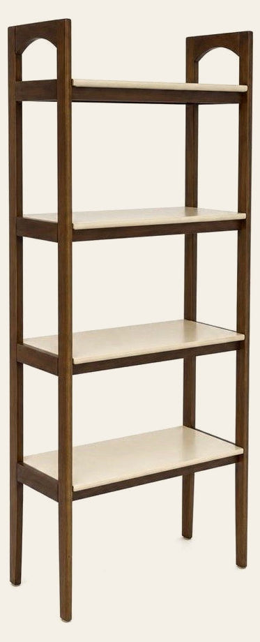 Dark Walnut and Cream Parker bookcase with tall two-tone wood shelves