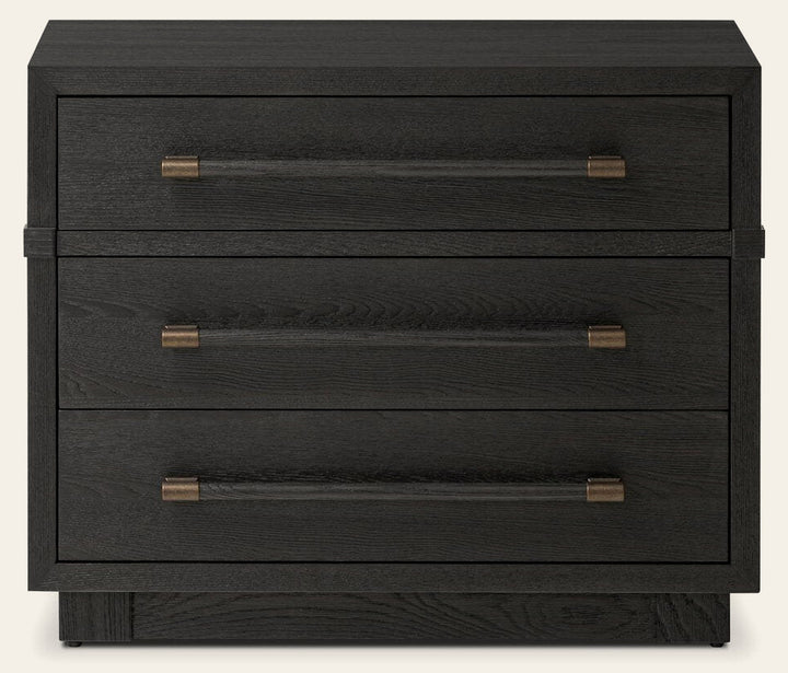 Adolfo Nightstand in Modern Black Ash front studio view - Whats New Furniture Portland OR