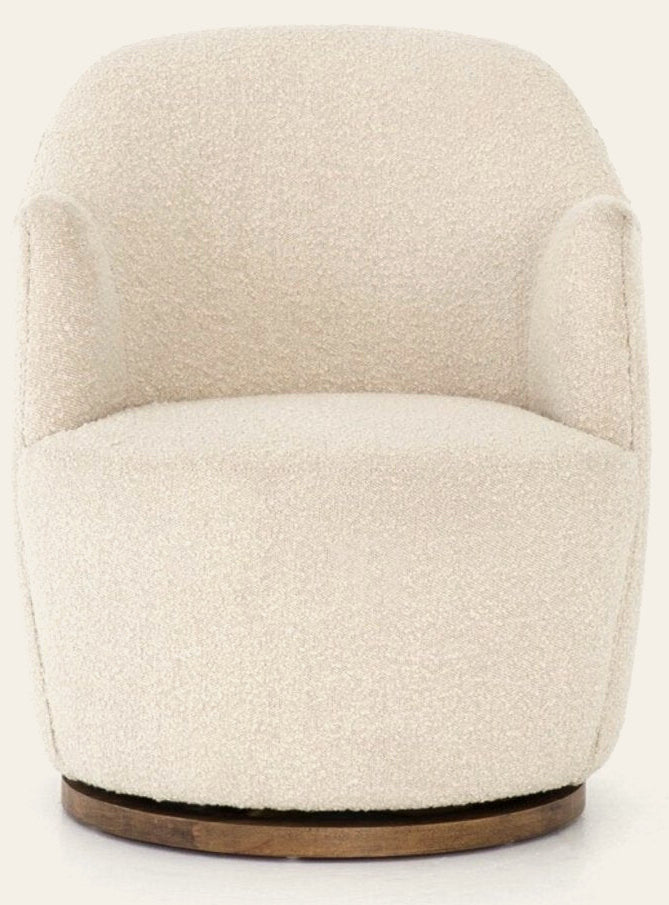 Aurora Swivel Chair in Knoll Natural / 26"W x 31.5"D x 31"H front studio view - Whats New Furniture Portland OR