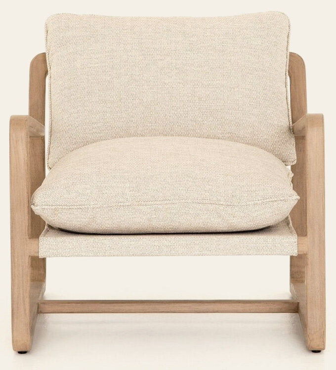 Lane Outdoor Chair in Faye Sand front studio view - Whats New Furniture Portland OR