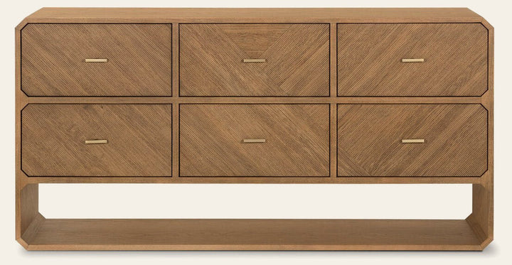 Caspian 6 Drawer Dresser in Natural Ash front studio view - Whats New Furniture Portland OR