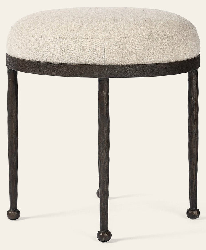 Corinne Accent Stool in Crete Pebble front studio view - Whats New Furniture Portland OR
