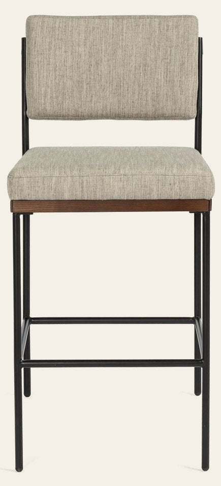 Benton Bar & Counter Stool in Savile Flannel front studio view - Whats New Furniture Portland OR