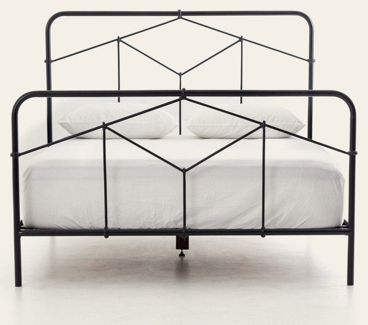 Casey Bed in Sandblasted Vintage Black front studio view - Whats New Furniture Portland OR