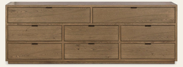 Kodo 8 Drawer Dresser in Light Brown Oak front studio view - Whats New Furniture Portland OR