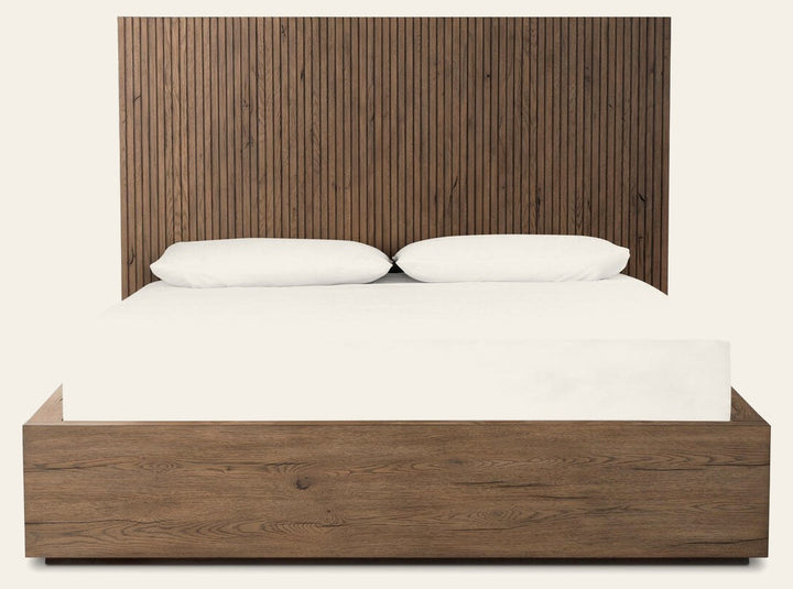 Leo Bed in Rustic Grey front studio view - Whats New Furniture Portland OR