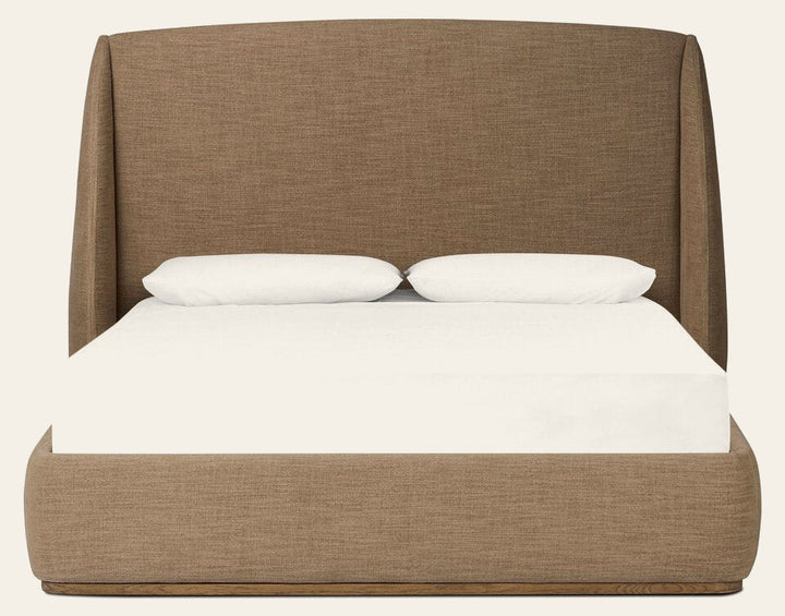 Maeve Bed in Laken Taupe front studio view - Whats New Furniture Portland OR