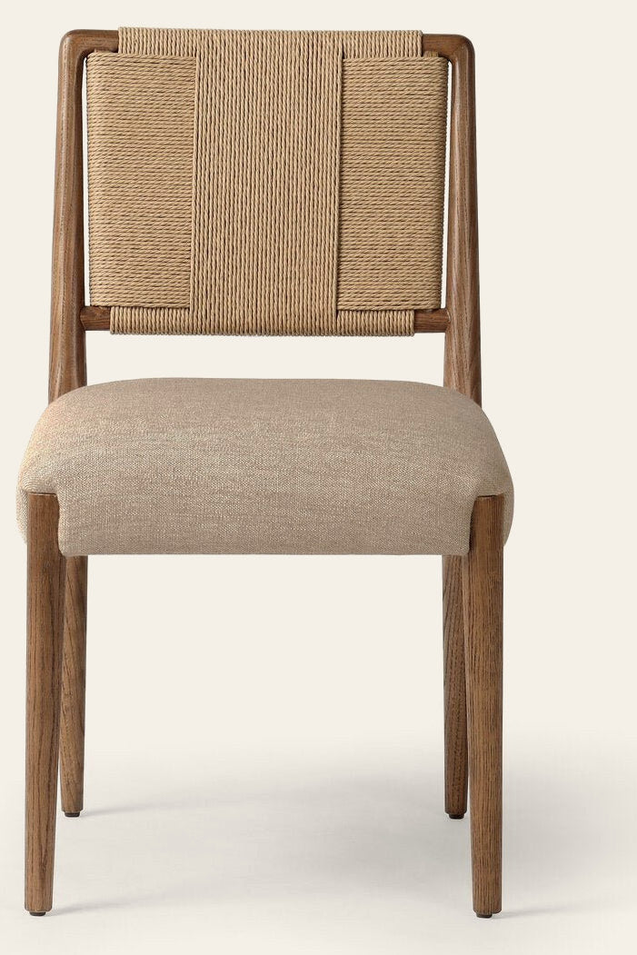 Rothler Dining Chair in Alcala Wheat front studio view - Whats New Furniture Portland OR