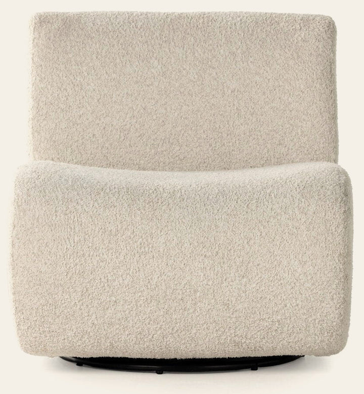 Siedell Swivel Chair in Sheldon Ivory front studio view - Whats New Furniture Portland OR