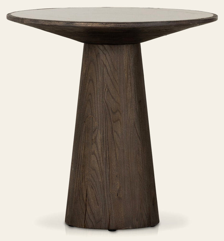 Skye End Table in White Marble front studio view - Whats New Furniture Portland OR