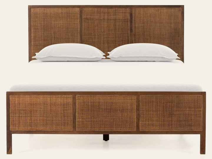 Sydney Bed in Brown Wash front studio view - Whats New Furniture Portland OR