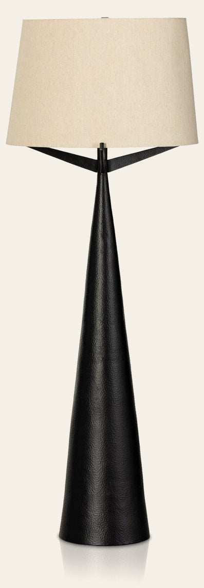 Ziggy Floor Lamp in Hammered Black Aluminum front studio view - Whats New Furniture Portland OR