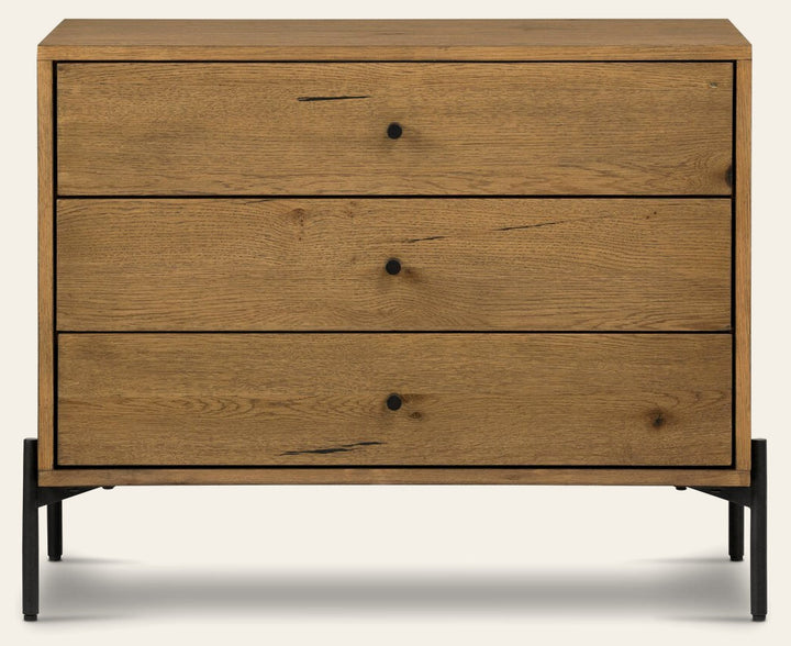 Eaton Large Nightstand in Amber Oak Resin front studio view - Whats New Furniture Portland OR