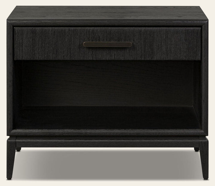 Rosenell Open Nightstand in Black Oak Veneer front studio view - Whats New Furniture Portland OR