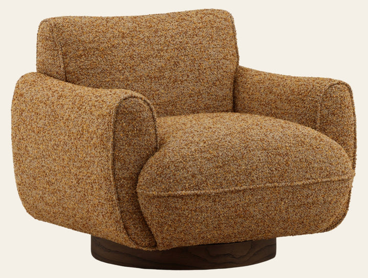 Ercilia Swivel Chair in Ginger front three-quarter studio view - bouclé swivel chair by Dovetail - Whats New Furniture Portland OR