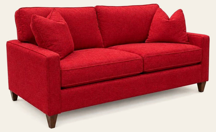 Sensation Cinnabar loft sofa with a boxy mid-century silhouette and low arms.