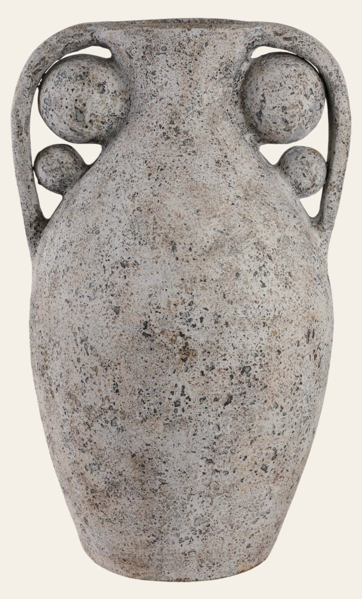 Terracotta Vase with Orbs Under Handles front view - floor vase by Sagebrook Home - Whats New Furniture Portland OR