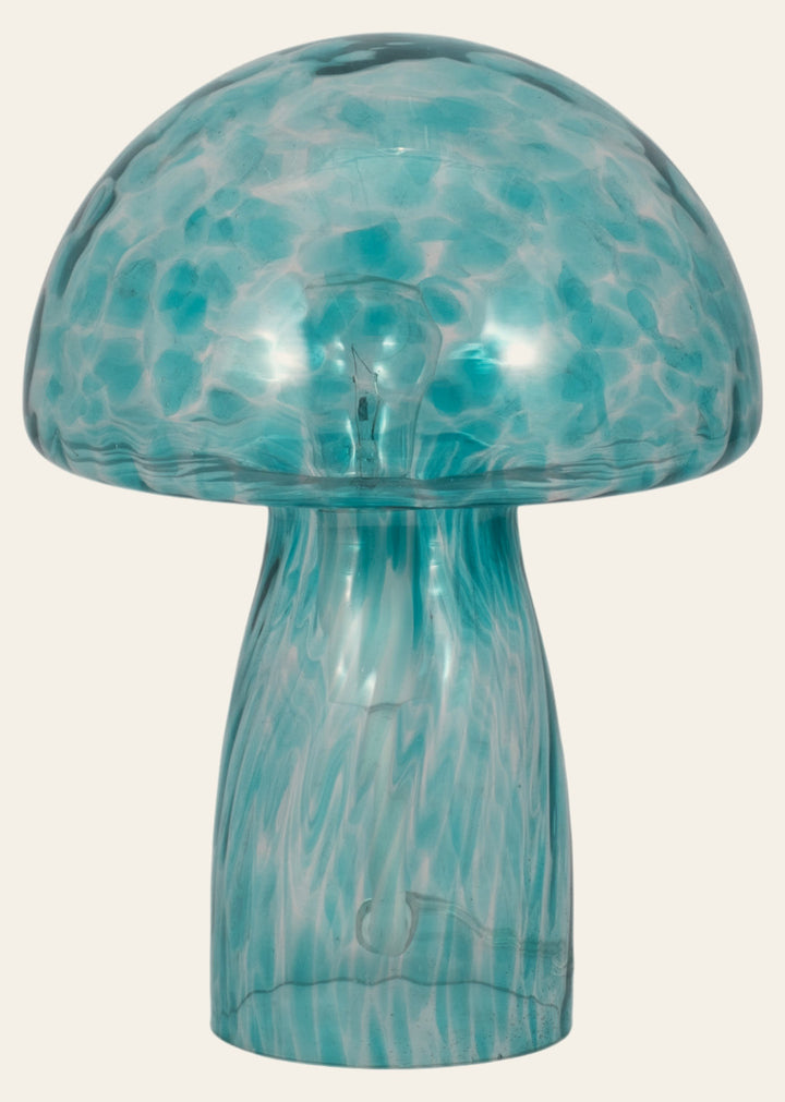 Spotted Glass Mushroom Table Lamp 11", Seafoam front view - table lamp by Sagebrook Home - Whats New Furniture Portland OR