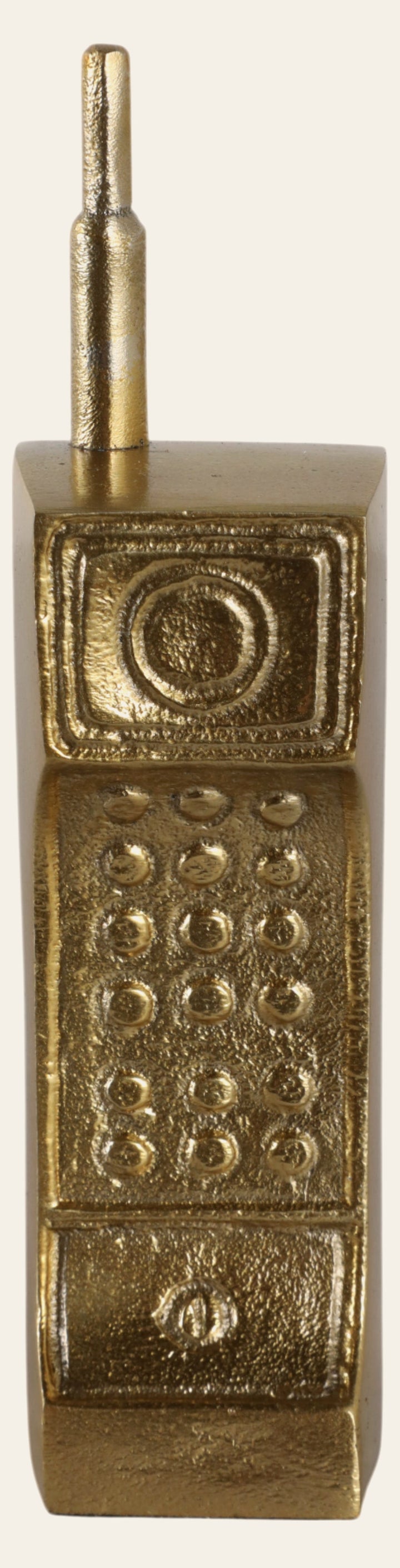 Retro Cordless Phone Sculpture 8", Gold front view - decor by Sagebrook Home - Whats New Furniture Portland OR