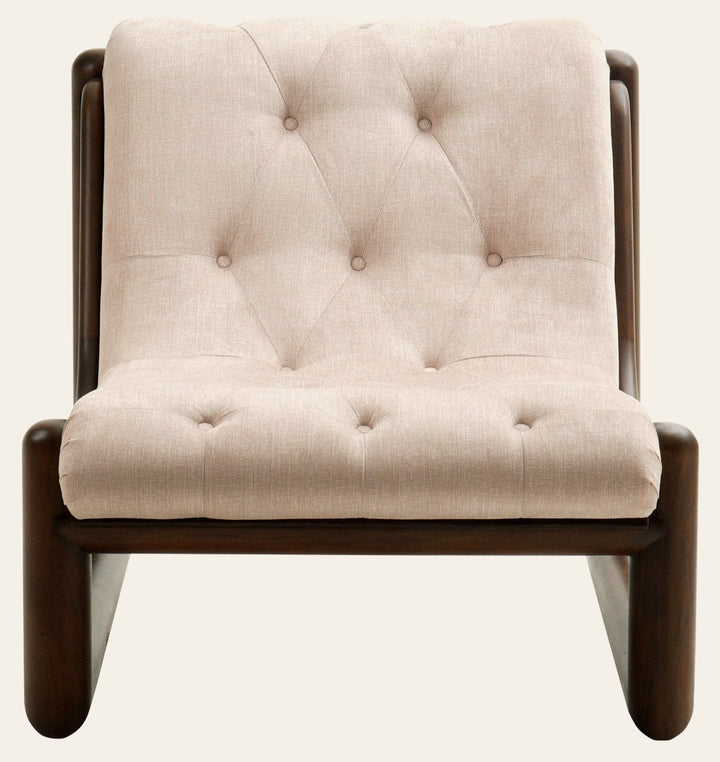Vondra Velvet Accent Chair in Velina Dune - front studio view - Whats New Furniture Portland