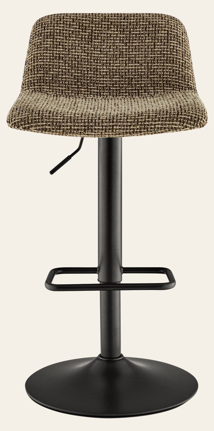 Harven Chenille Adjustable Swivel Bar Stool in Sylva Brown - front studio view - Whats New Furniture Portland