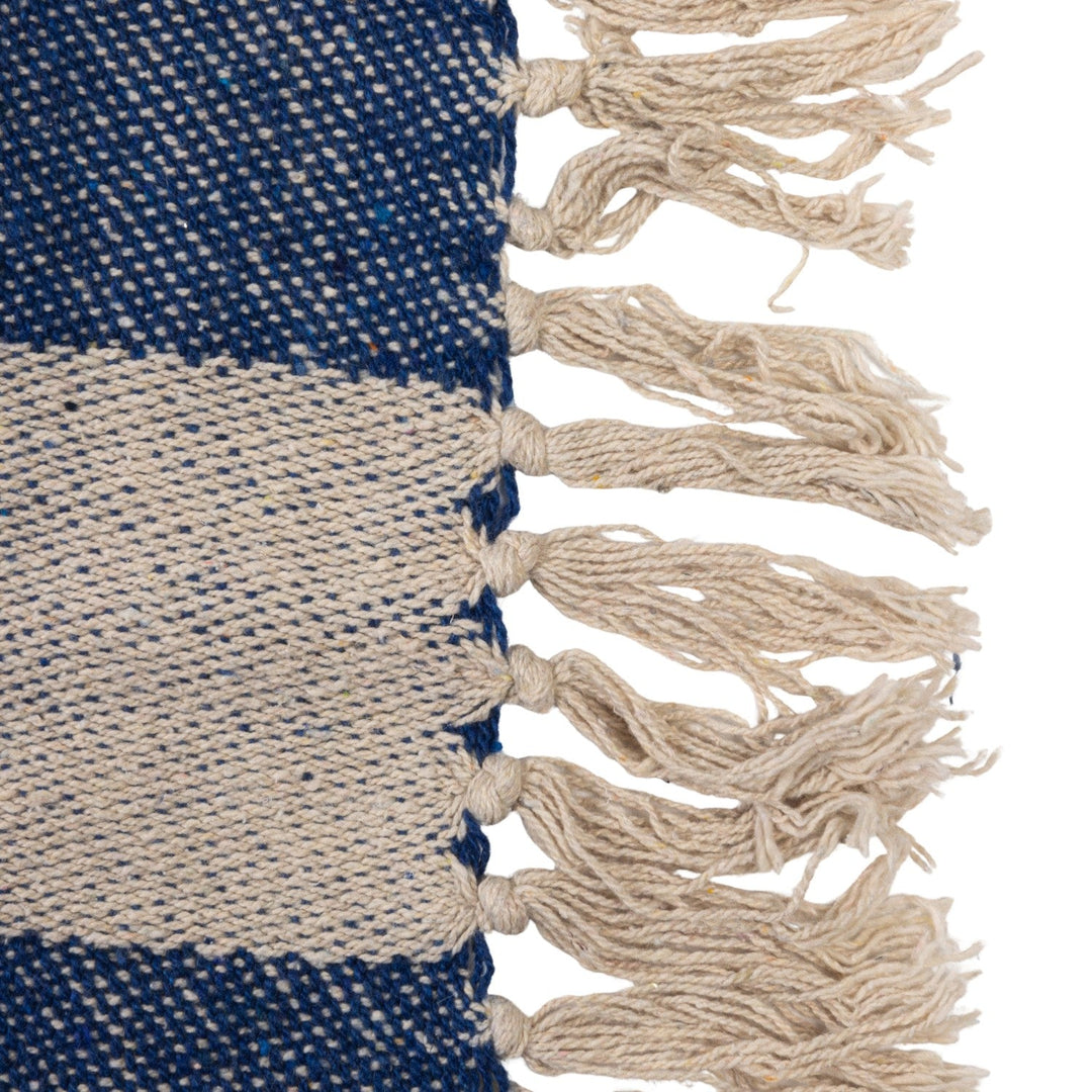 Woven Recycled Cotton Blend Throw with Check Pattern &amp; Fringe lifestyle setting - woven cotton check throw blanket by Creative Co-Op - Whats New Furniture Portland OR