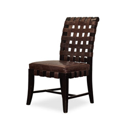 Woven Leather Dining Chairs (4) detail view - Whats New Furniture - Portland, Oregon