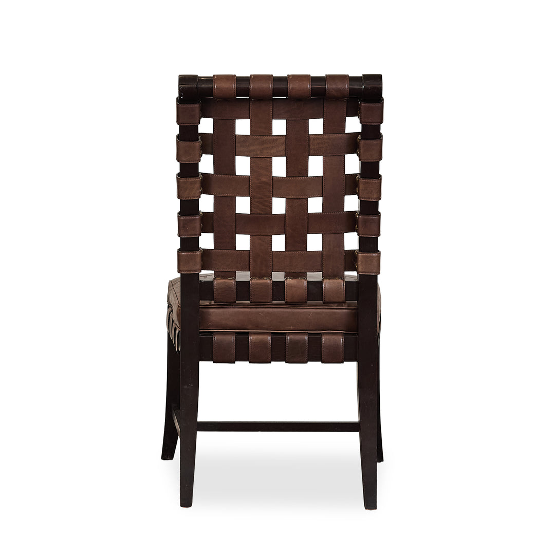 Woven Leather Dining Chairs (4) detail view 3 - Whats New Furniture - Portland, Oregon