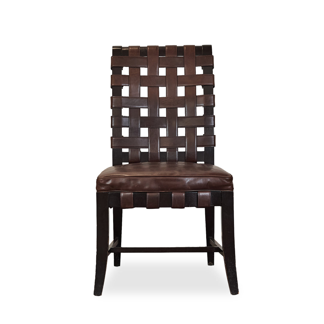 Woven Leather Dining Chairs (4) - Whats New Furniture - Portland, Oregon