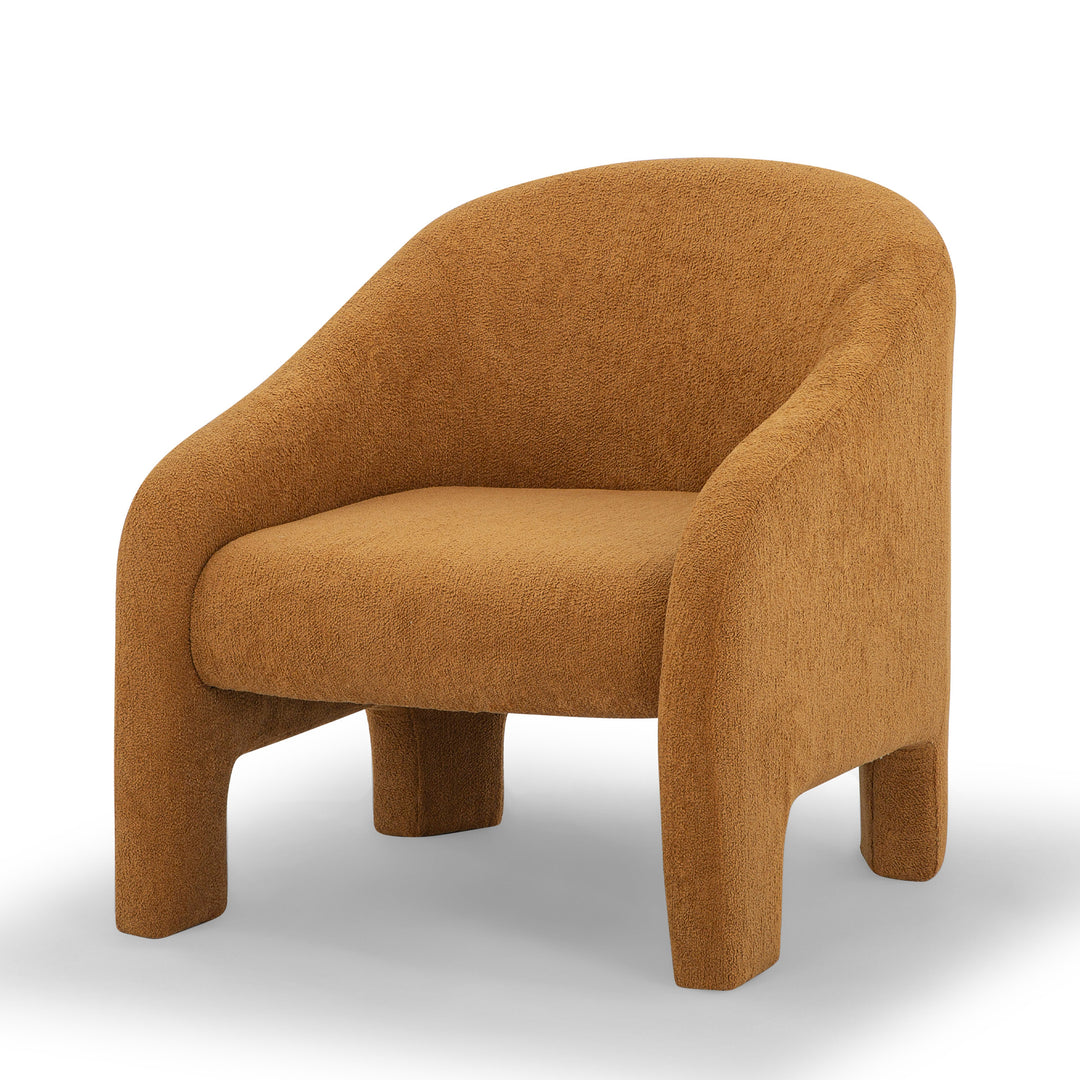 Wren Armchair in Amber side angle - curved boucle armchair private label - Whats New Furniture Portland OR