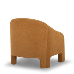 Wren Armchair in Amber back view - curved boucle armchair private label - Whats New Furniture Portland OR