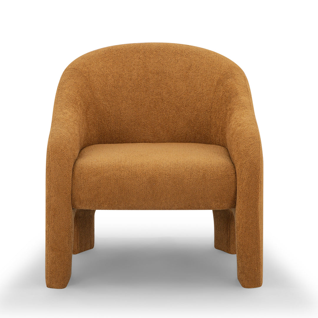 Wren Armchair in Amber - curved boucle armchair private label - Whats New Furniture Portland OR