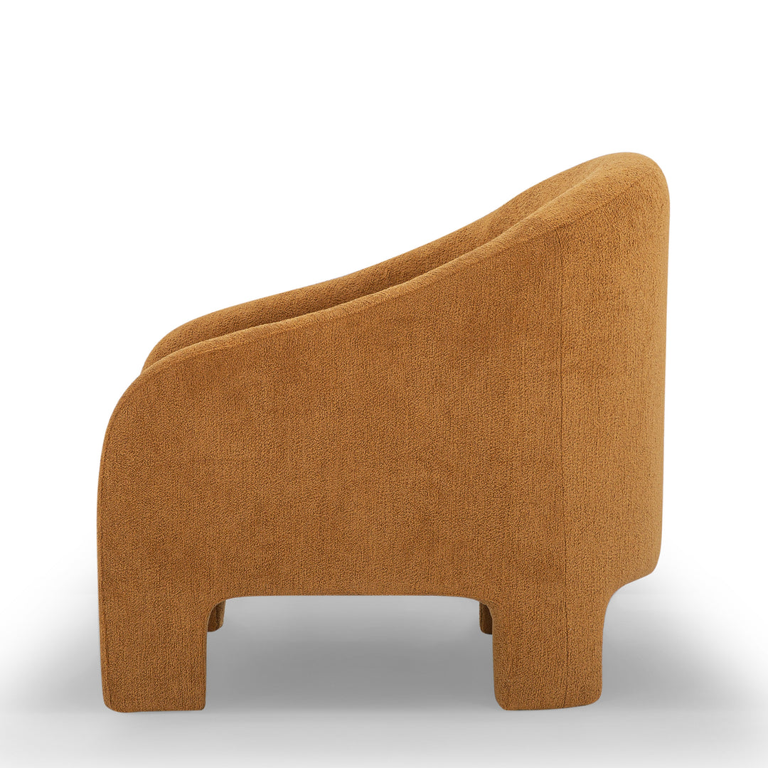 Wren Armchair in Amber side view - curved boucle armchair private label - Whats New Furniture Portland OR